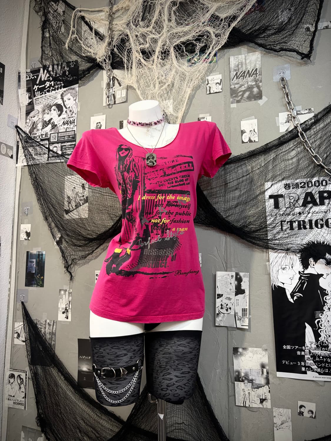 00's Glam V-neck hot pink short sleeve 상품이미지4