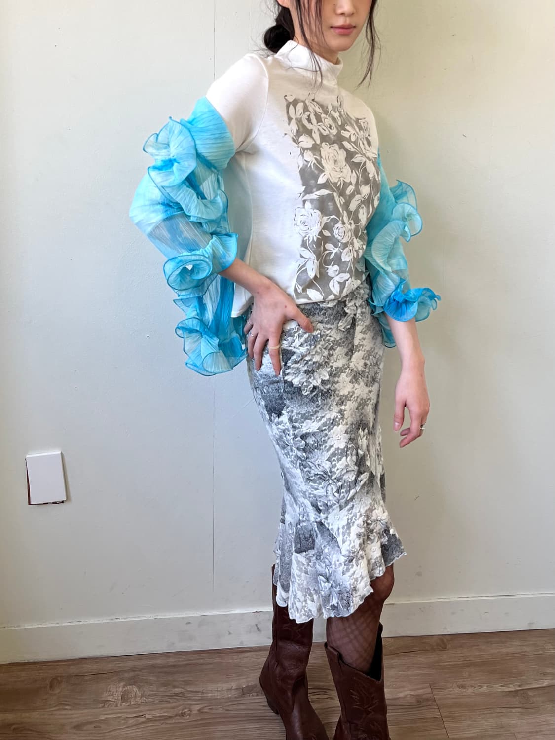 La quest-ceque 언발란스 스노우 플라워 스커트 상품이미지4