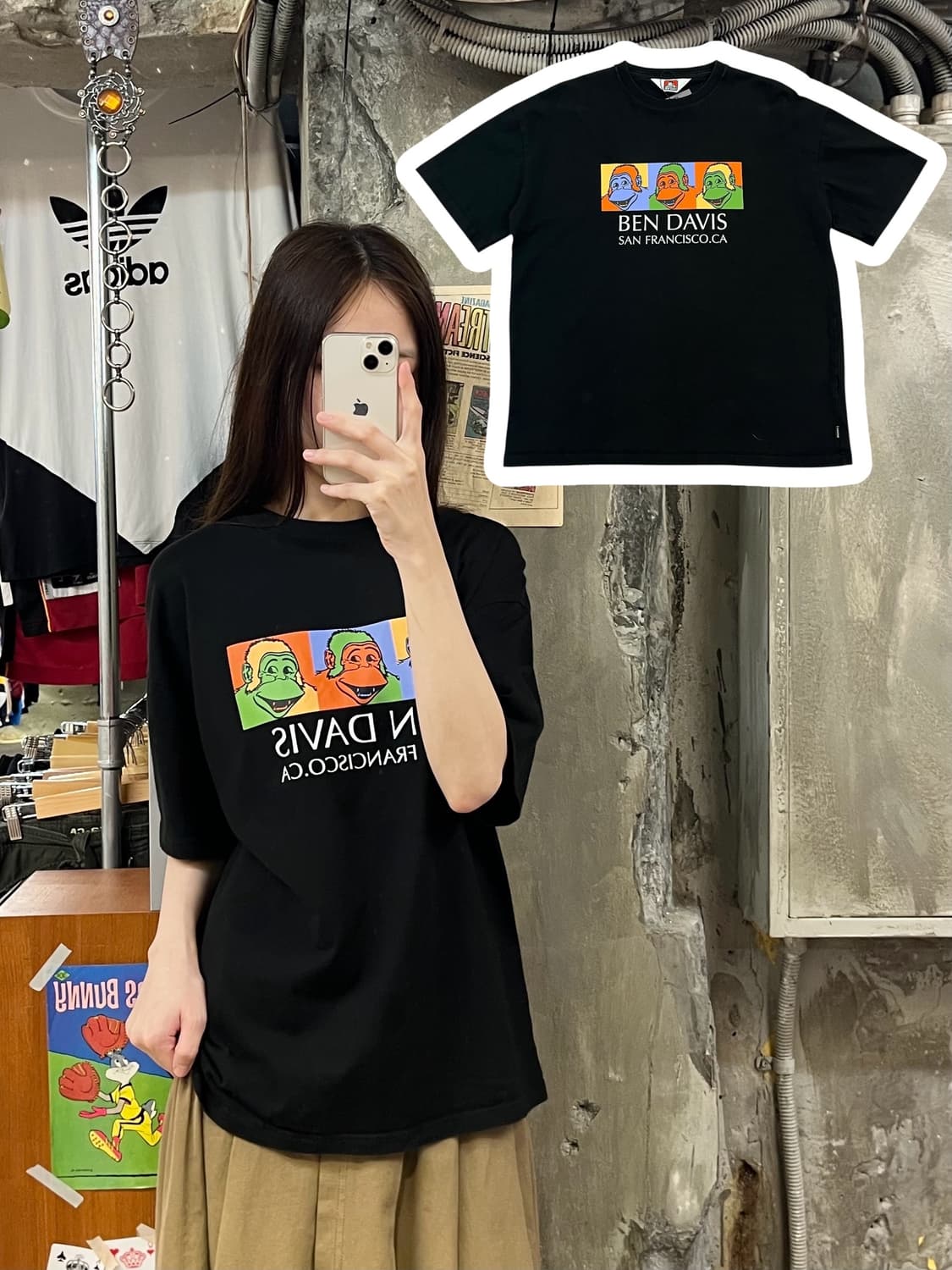 벤데이비스 프린팅 반팔티 블랙 M #csz550 상품이미지1