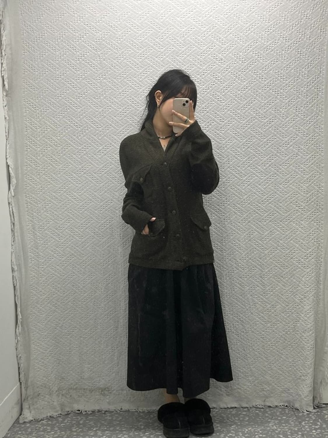 폴로 랄프로렌 헤링본 숄카라 올리브 그린 울 가디건 M C06499 상품이미지2