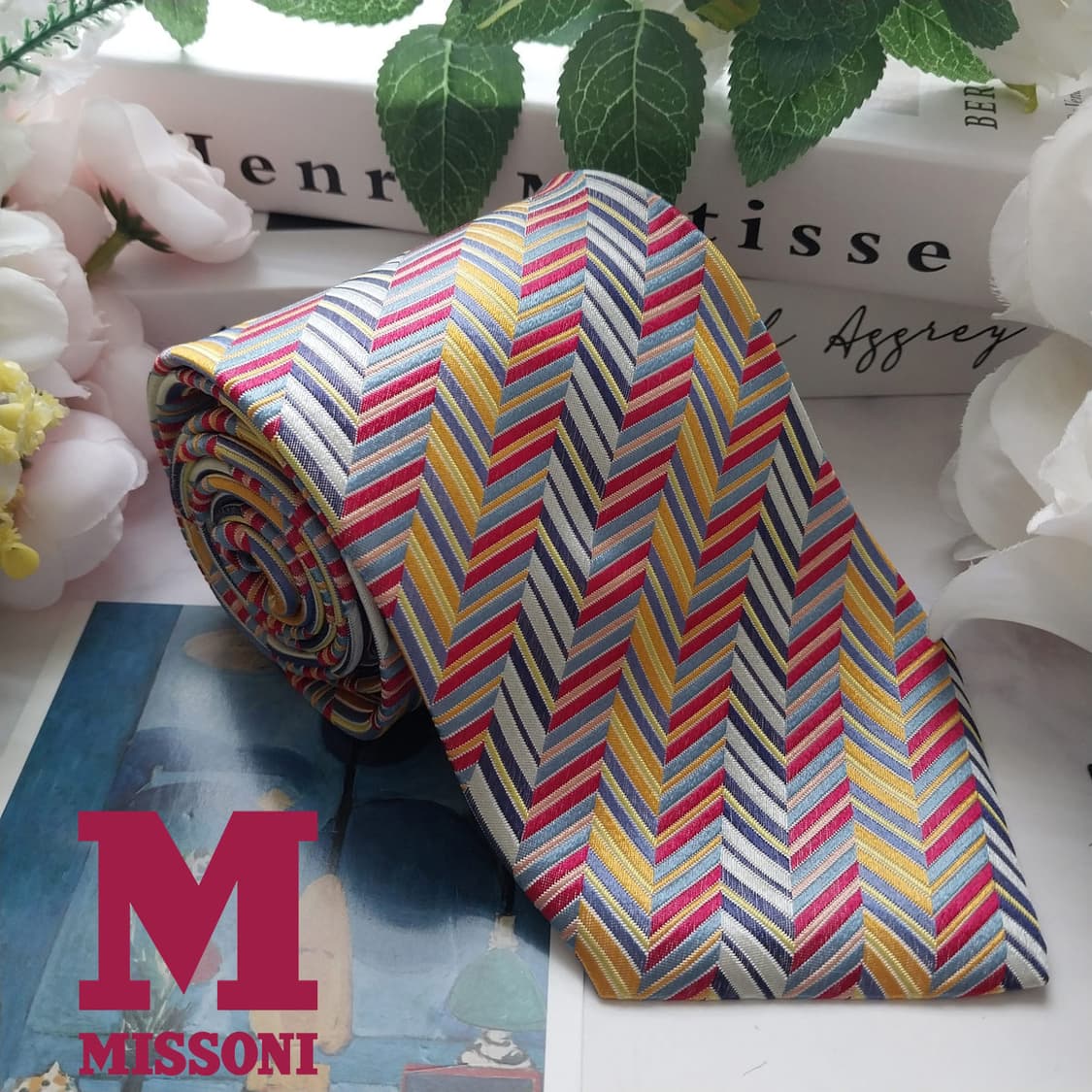 미쏘니 실크 옐로우&핑크 헤링본 넥타이 9.5cm A+등급 K1274
 상품이미지1