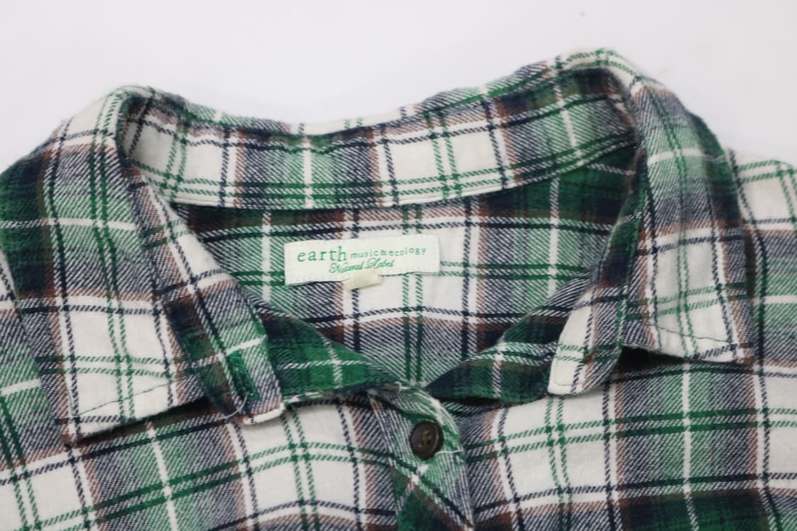 earth music&ecology 그린 타탄 체크 기모 플란넬 셔츠 상품이미지4
