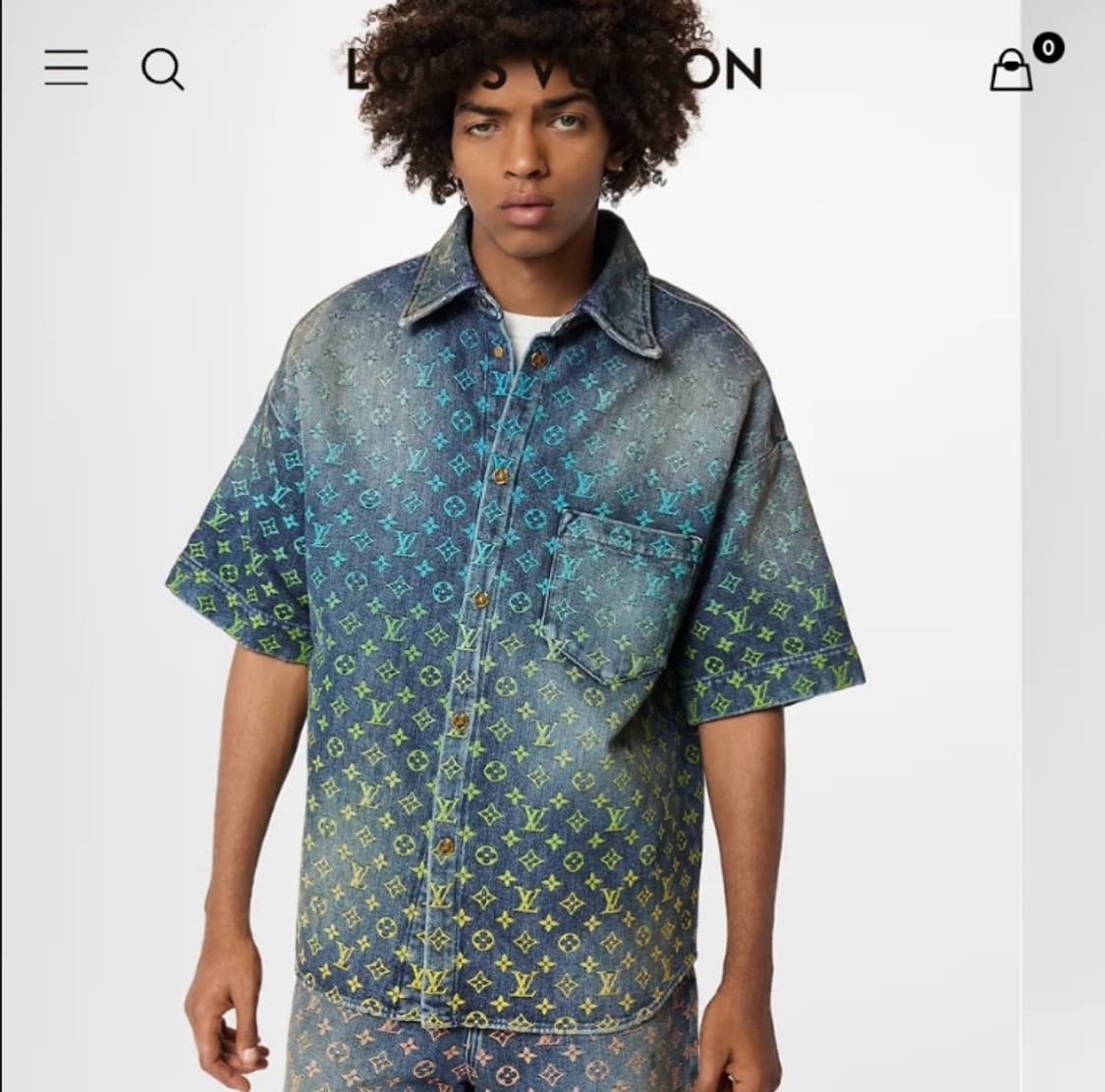 (A+/XL) / 루이비통 레인보우 모노그램 반팔 데님 셔츠 자켓 상품이미지10