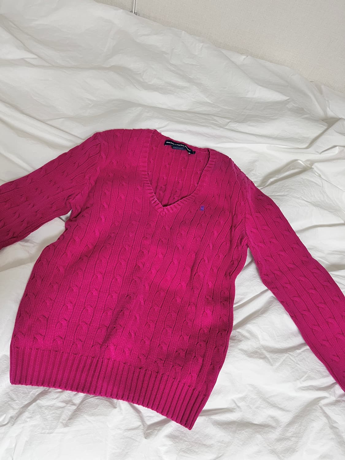 Polo 폴로 랄프로렌 브이넥 니트 핫핑크 여성L 상품이미지2