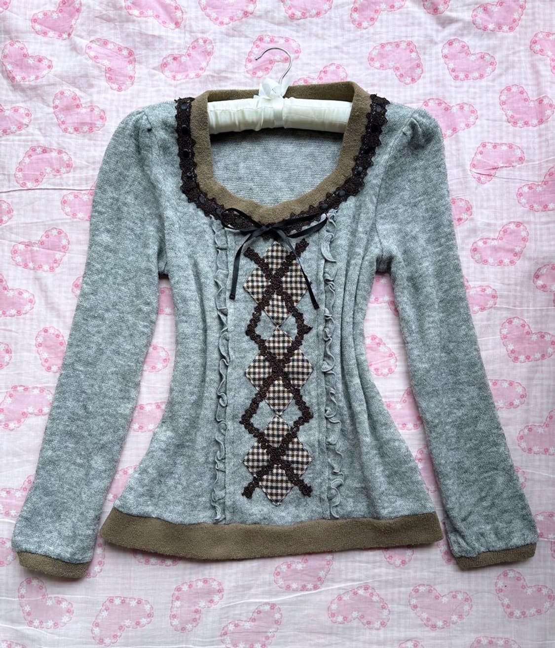 엑시즈팜 러블리 라떼갸루 니트 상품이미지1