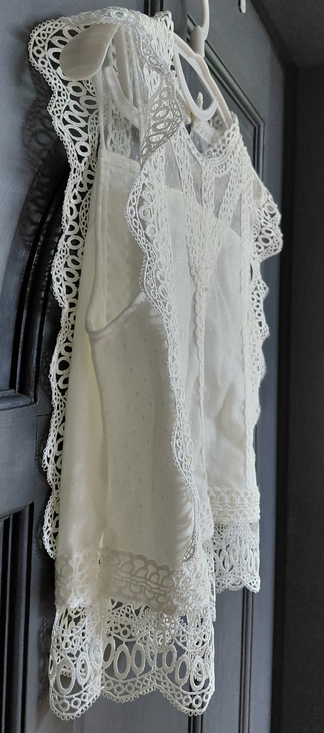 [L] Lutique 아일렛 자수 레이스 시스루 블라우스 (화이트) 상품이미지4