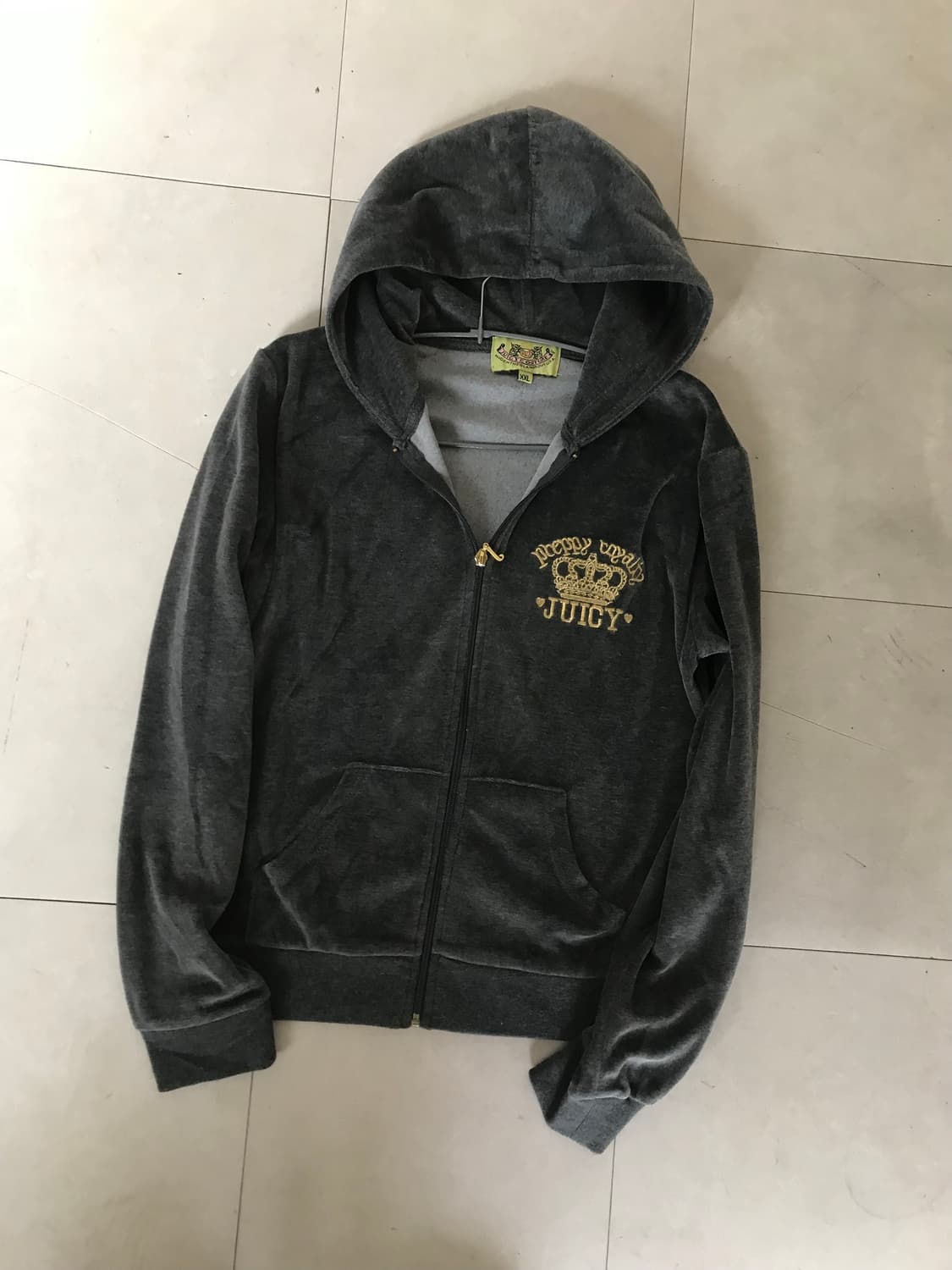 쥬씨꾸뛰르 그레이 벨벳 후드집업 상품이미지9