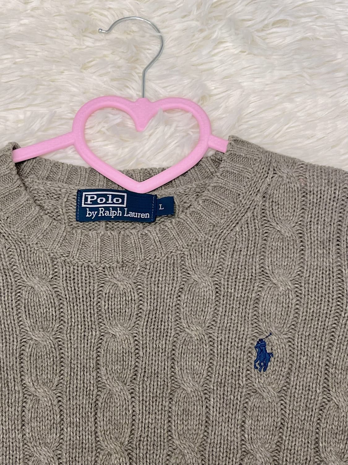 폴로 카키 꽈배기 니트 상품이미지3