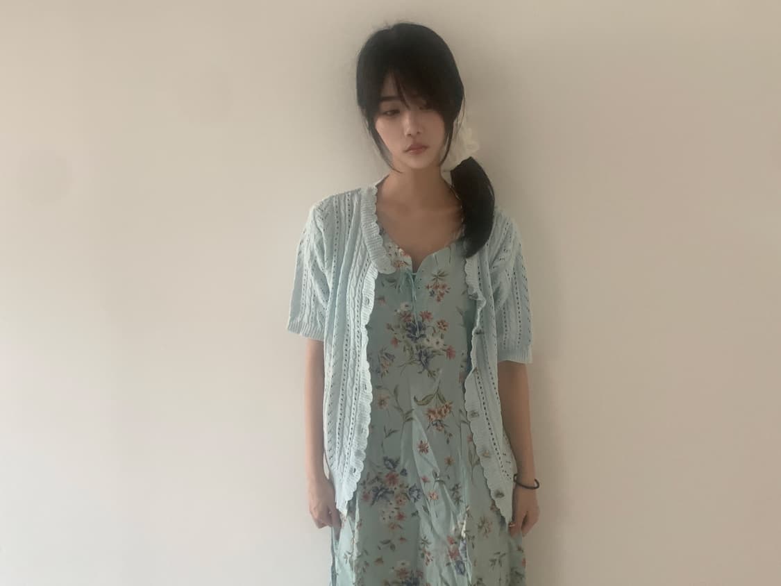 Gold button knit cardigan(mint) 상품이미지5