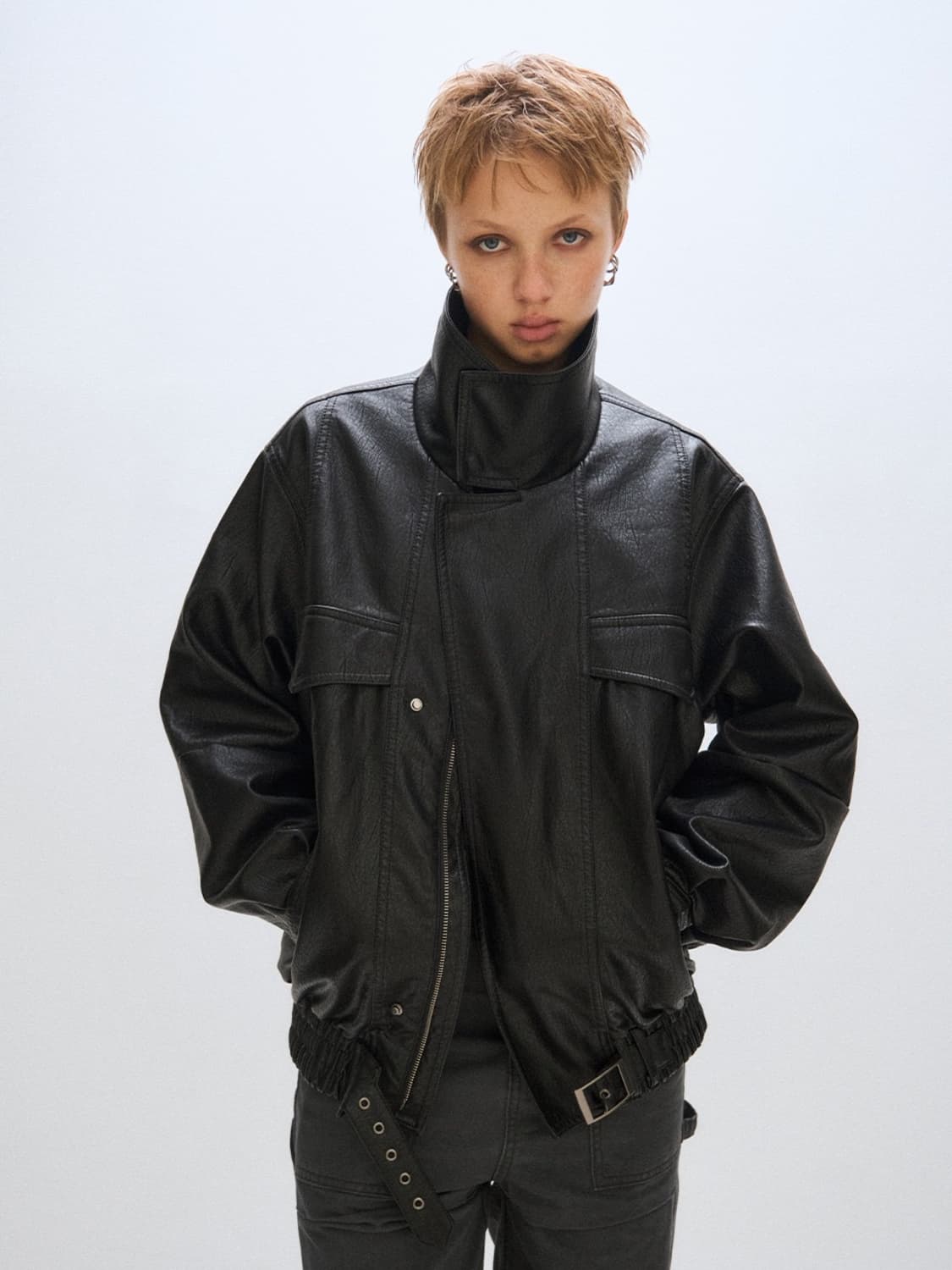 [PLZPROJECT] VEGAN LEATHER FLIGHT Jacket 상품이미지1