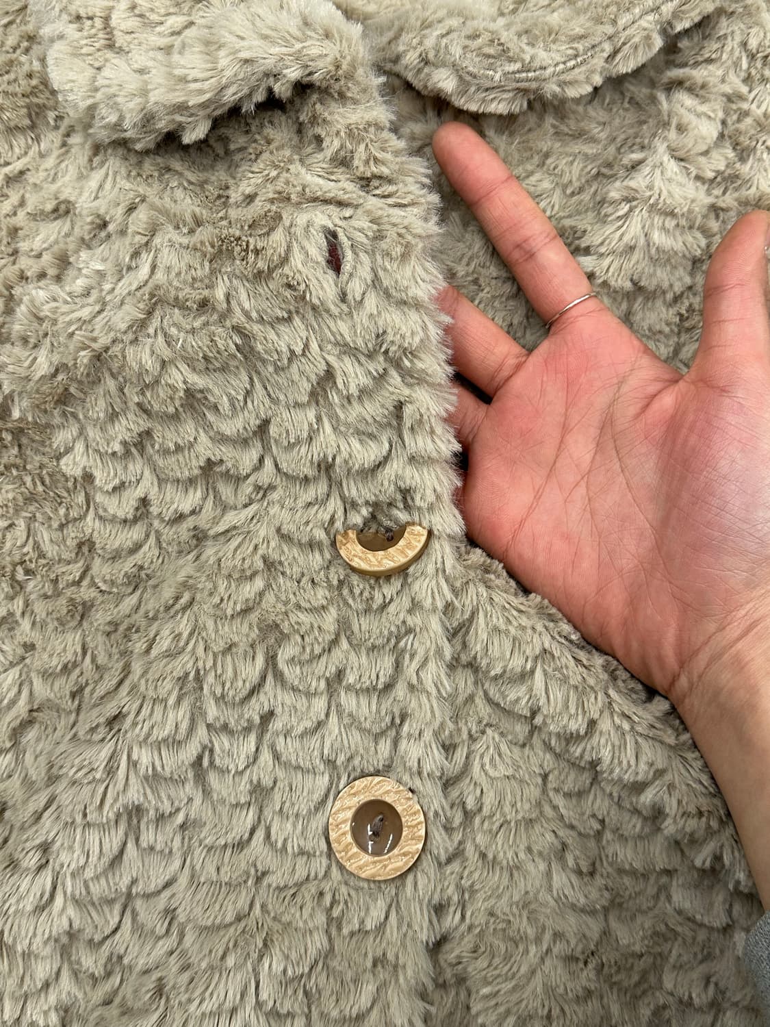 ML)Japanese vintage 여성 베이지 퍼 자켓 상품이미지2