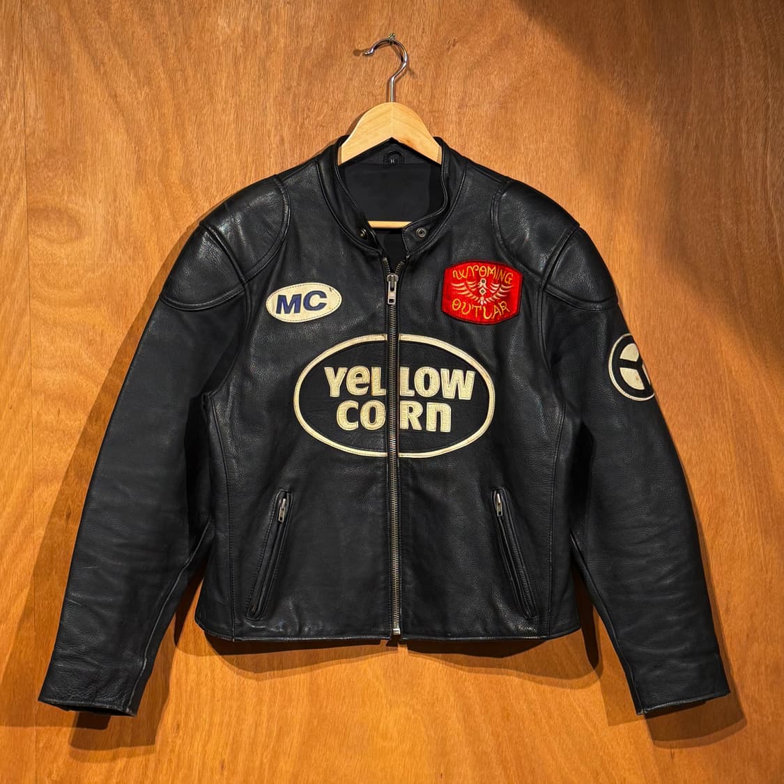 옐로우콘 헤비 카우레더 자켓 M 카페레이서 소가죽 상품이미지1