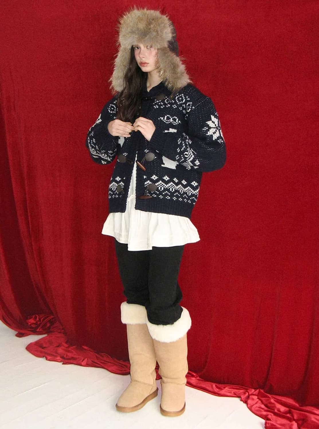 (택있는 새상품) 썸웨어버터 코위찬가디건 네이비 상품이미지3