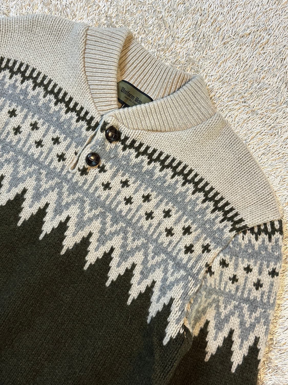 유니폼브릿지 UNIFORM BRIDGE 노르딕 자카드 니트 올리브 상품이미지2