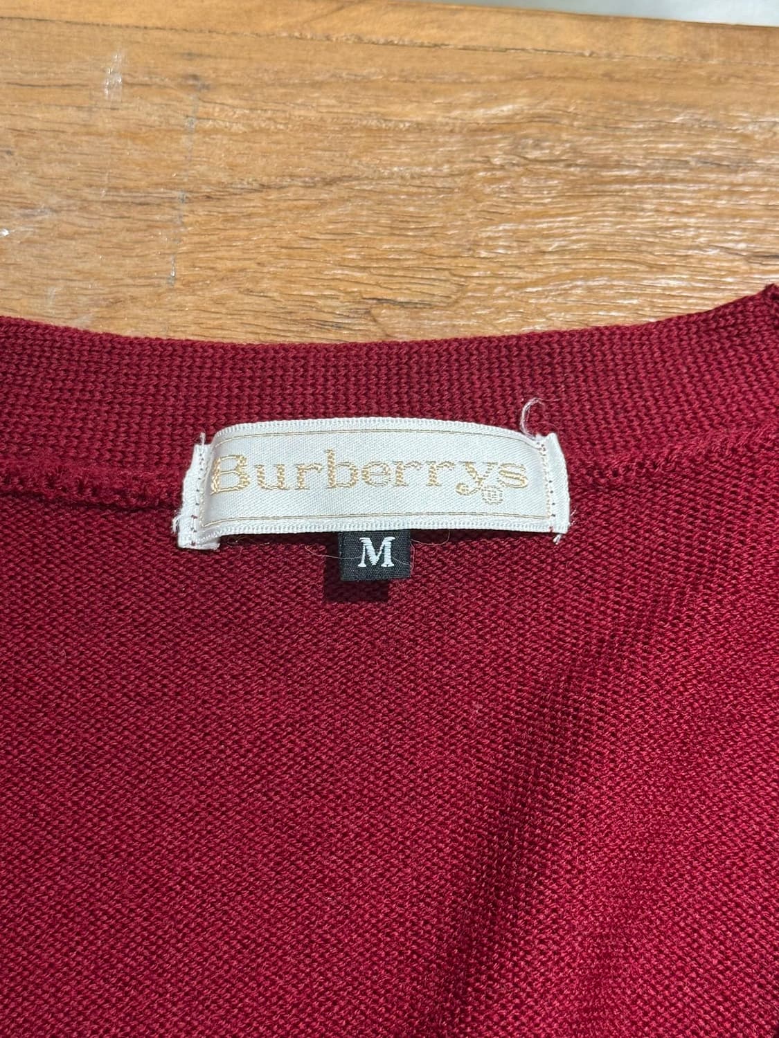 버버리 버건디 울 브이넥 니트 가디건  상품이미지7