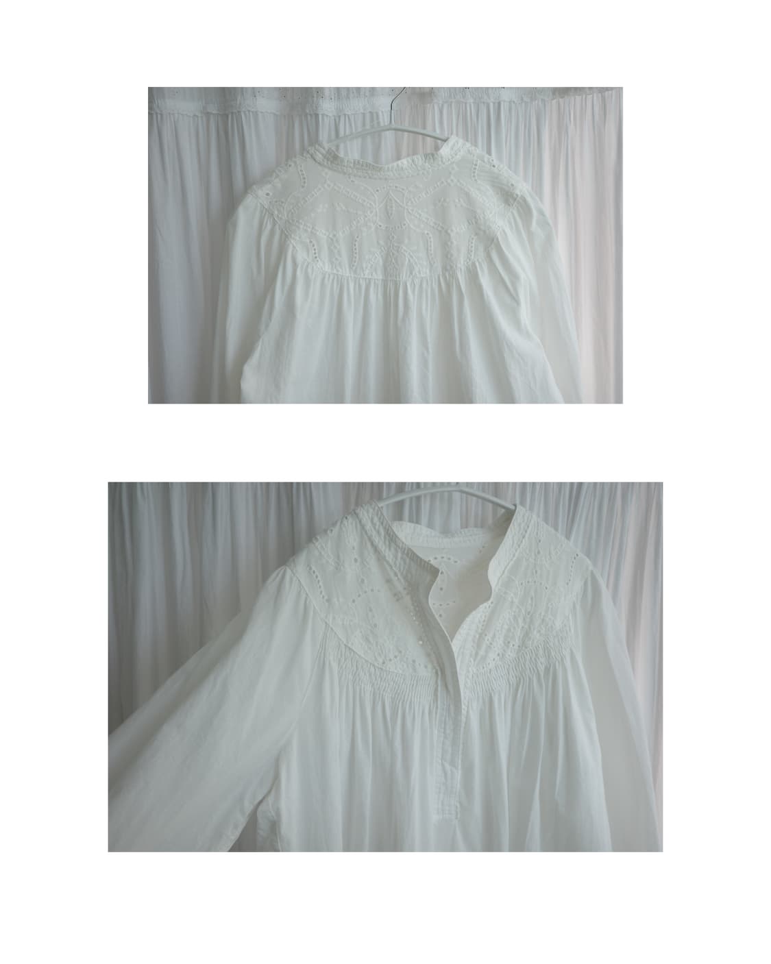 White cotton rubble blouse 상품이미지2