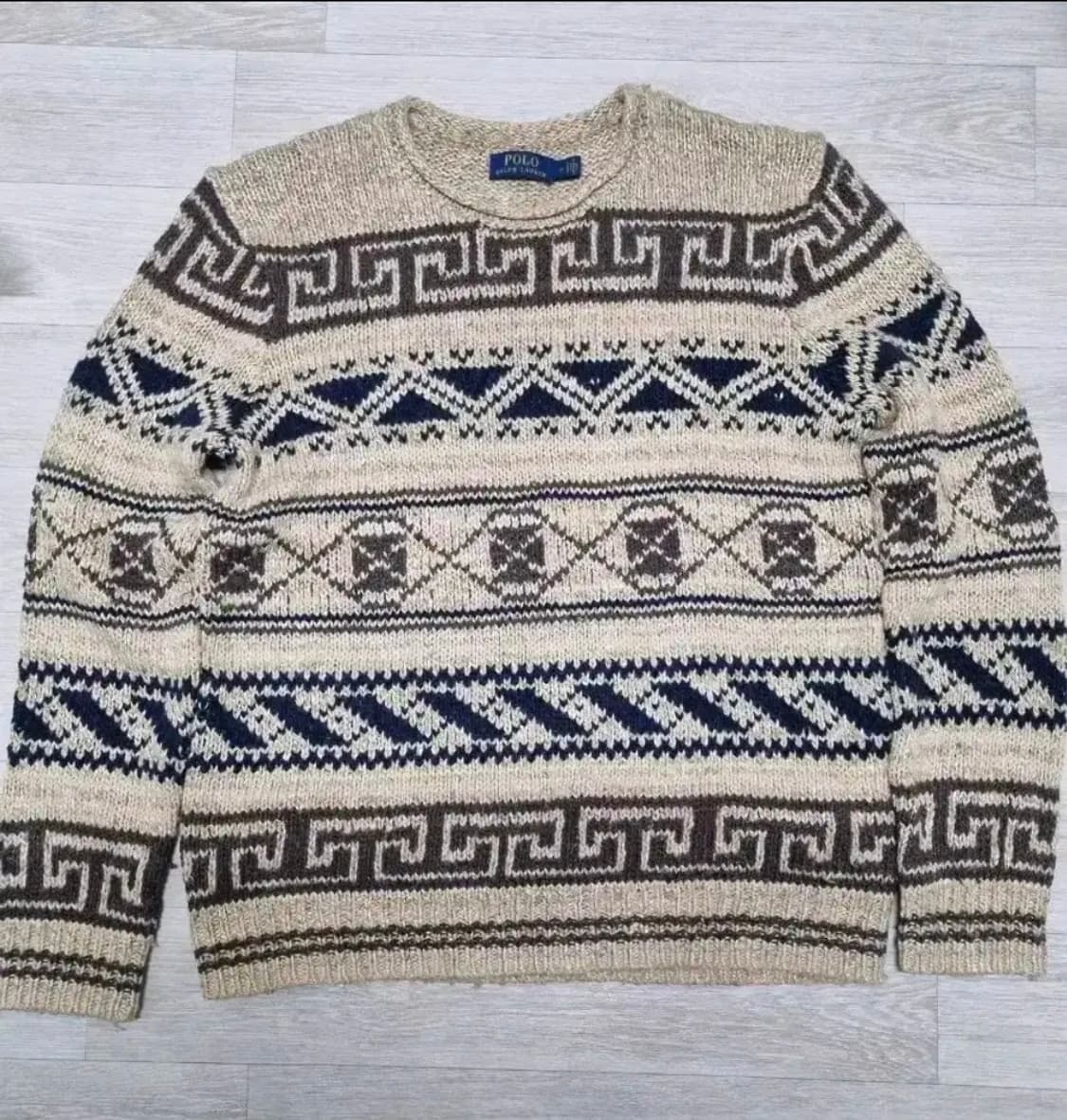 폴로 실크멀베리 아즈텍 패턴 니트 스웨터 M 상품이미지1