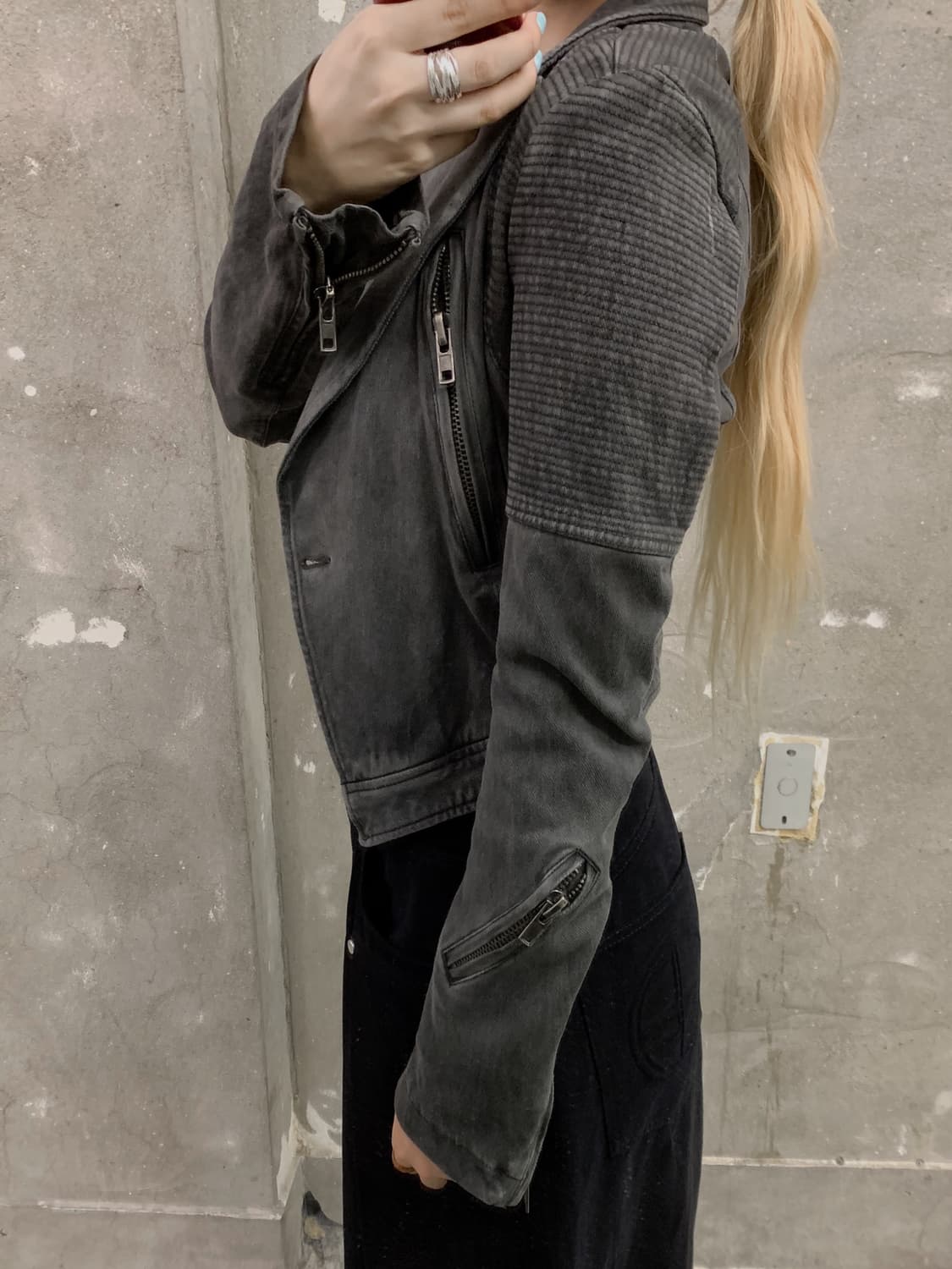 Diesel 디젤 챠콜 코튼 라이더 자켓  상품이미지3