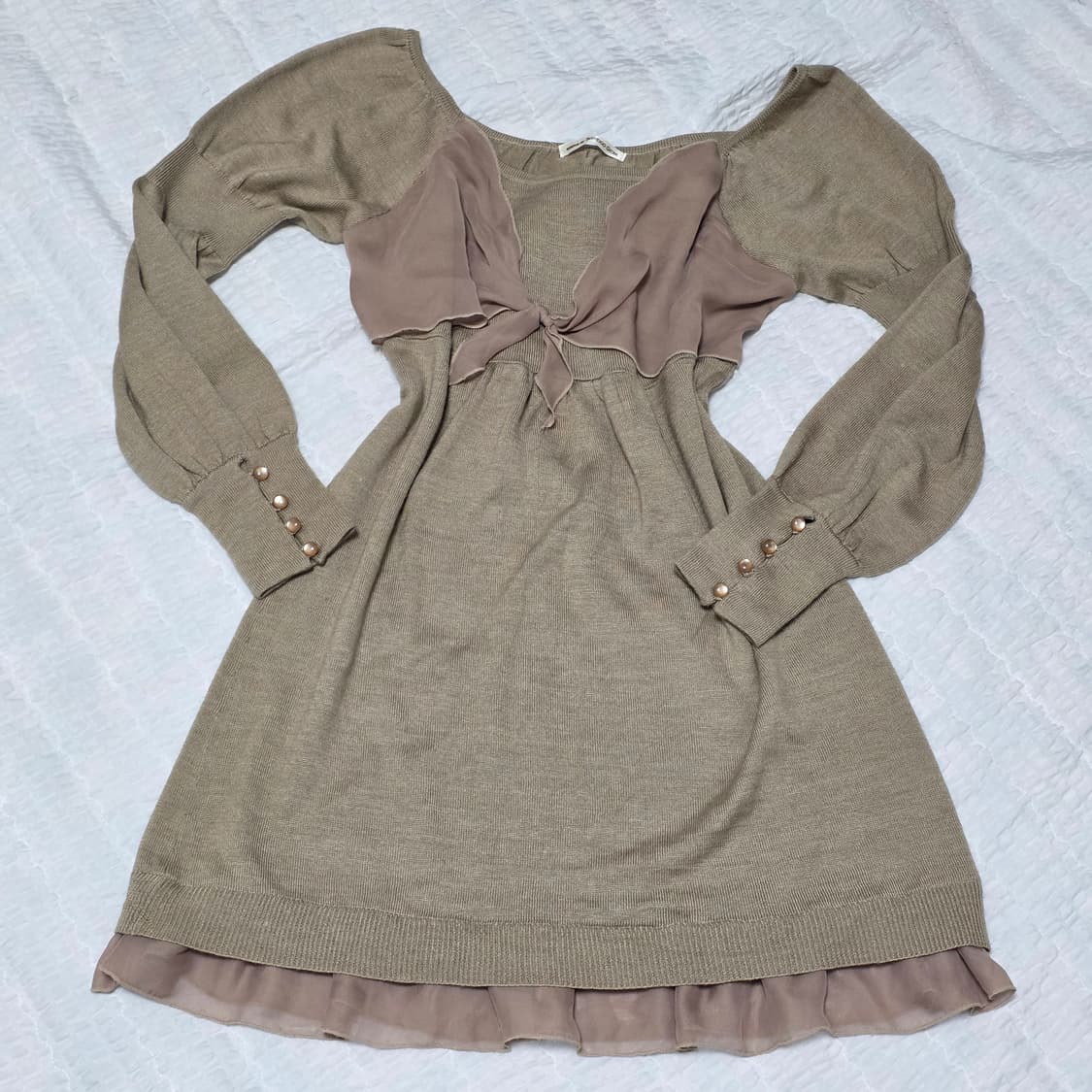 일본빈티지)라떼히메갸루stc 로맨틱 쉬폰 모리걸 퍼프니트원피스 상품이미지2