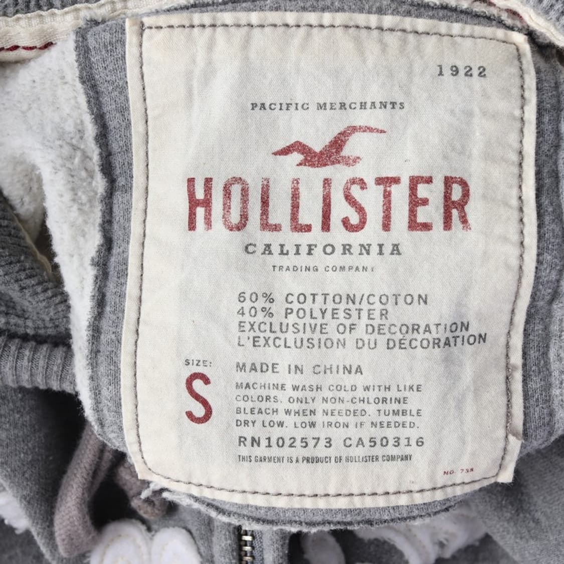 홀리스터 시그니처 스펠아웃 자수 후드집업 그레이 S 상품이미지6