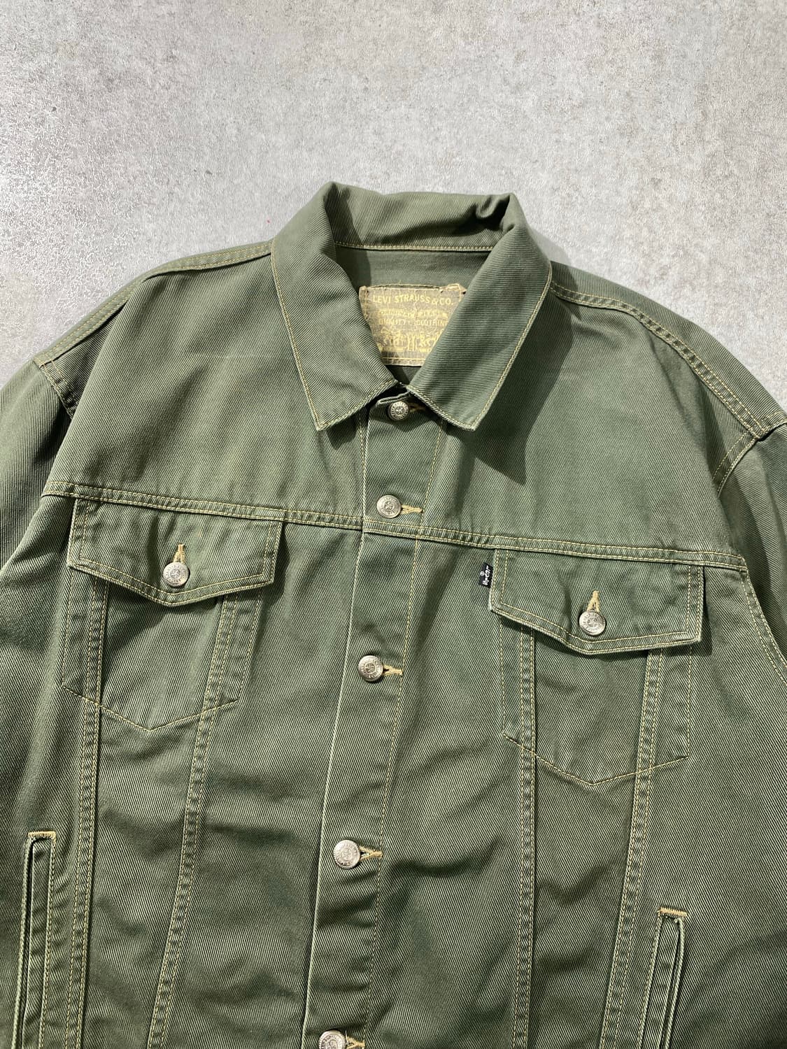 [100] 00s Levi's 리바이스 블랙탭 그린워시드 데님자켓 상품이미지2