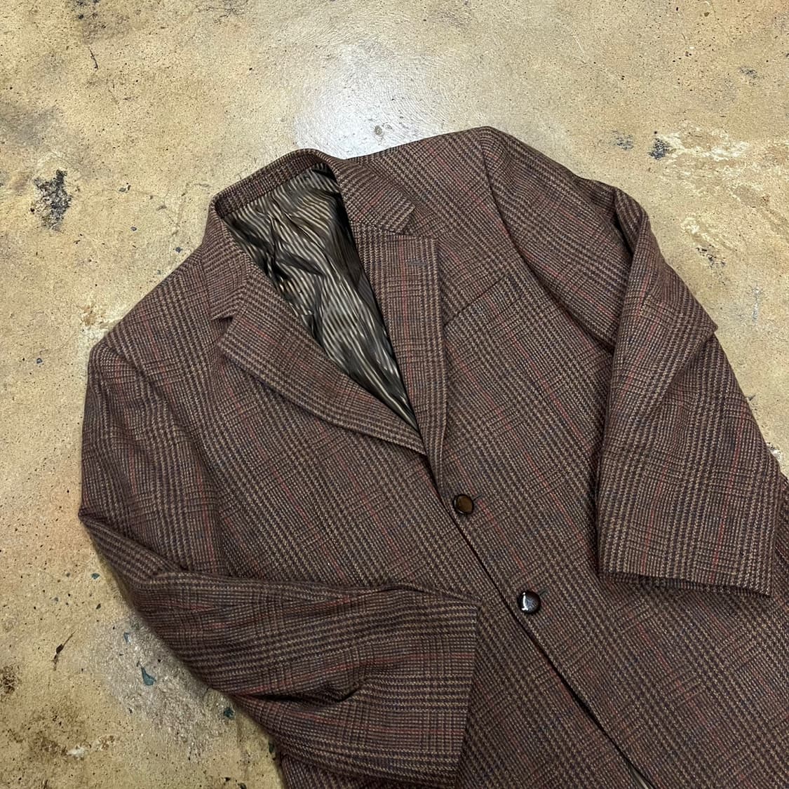 [정품/90] 발망 브라운 체크 패턴 자켓 b8 상품이미지1