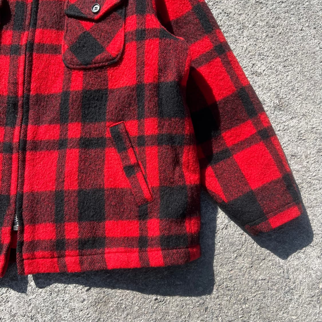 90’s 레더 칼라 울 체크 자켓 상품이미지3