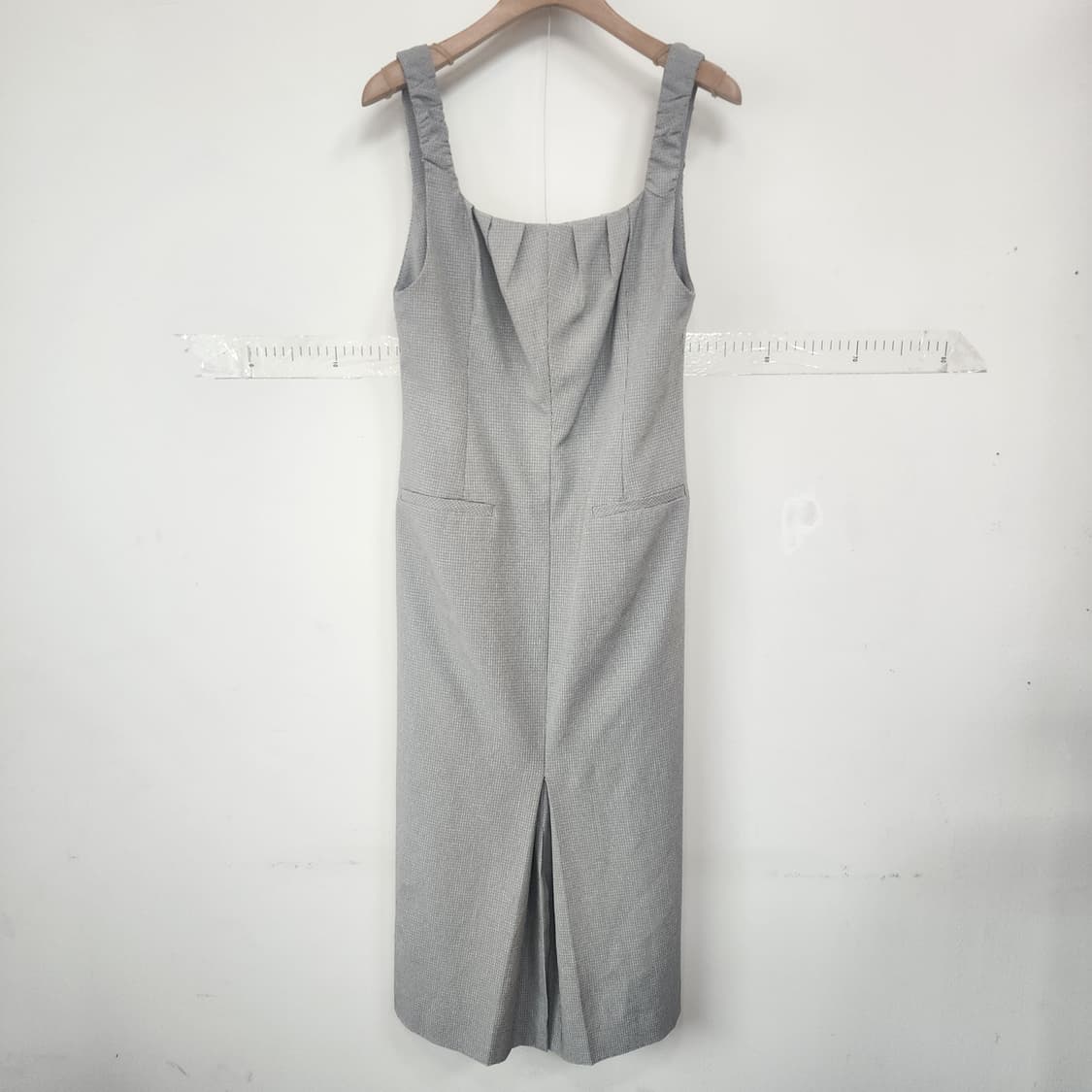 플라스틱아일랜드 회색 체크 롱 원피스 상품이미지1