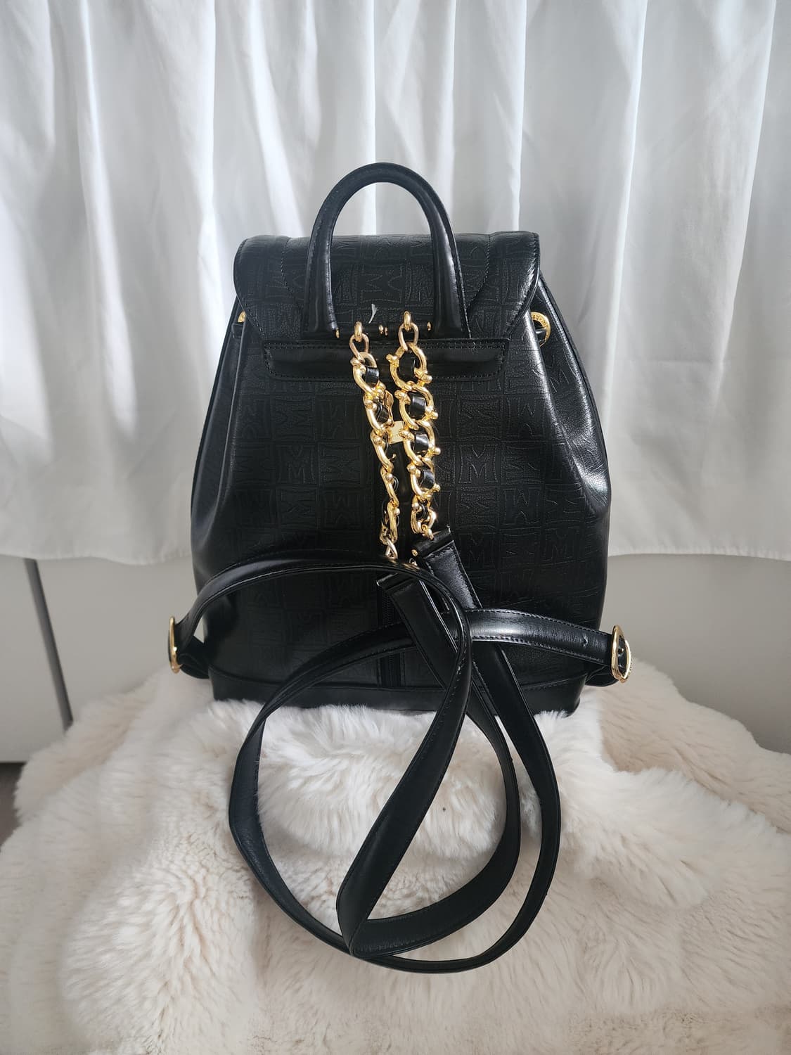 메트로시티 블랙 가죽 백팩 상품이미지3