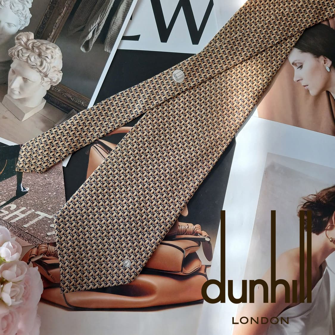 던힐 실크 골드 패턴 넥타이 10cm B등급 A19320
 상품이미지2