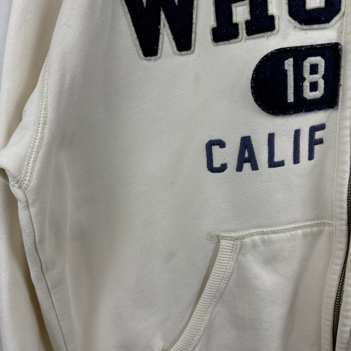 (S) 후아유 패치로고 후드집업 이이보리 상품이미지6