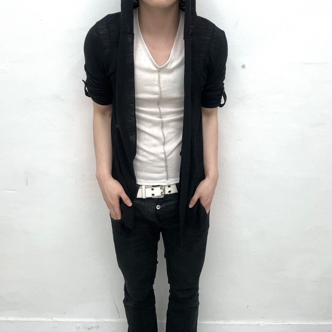 seethrough hood short cardigan 상품이미지2