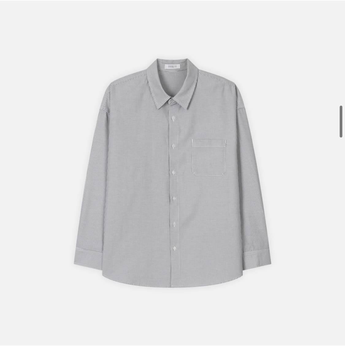 (새상품)(M) 드로우핏 코지드 스트라이프 셔츠 [BLACK] 판매 상품이미지7