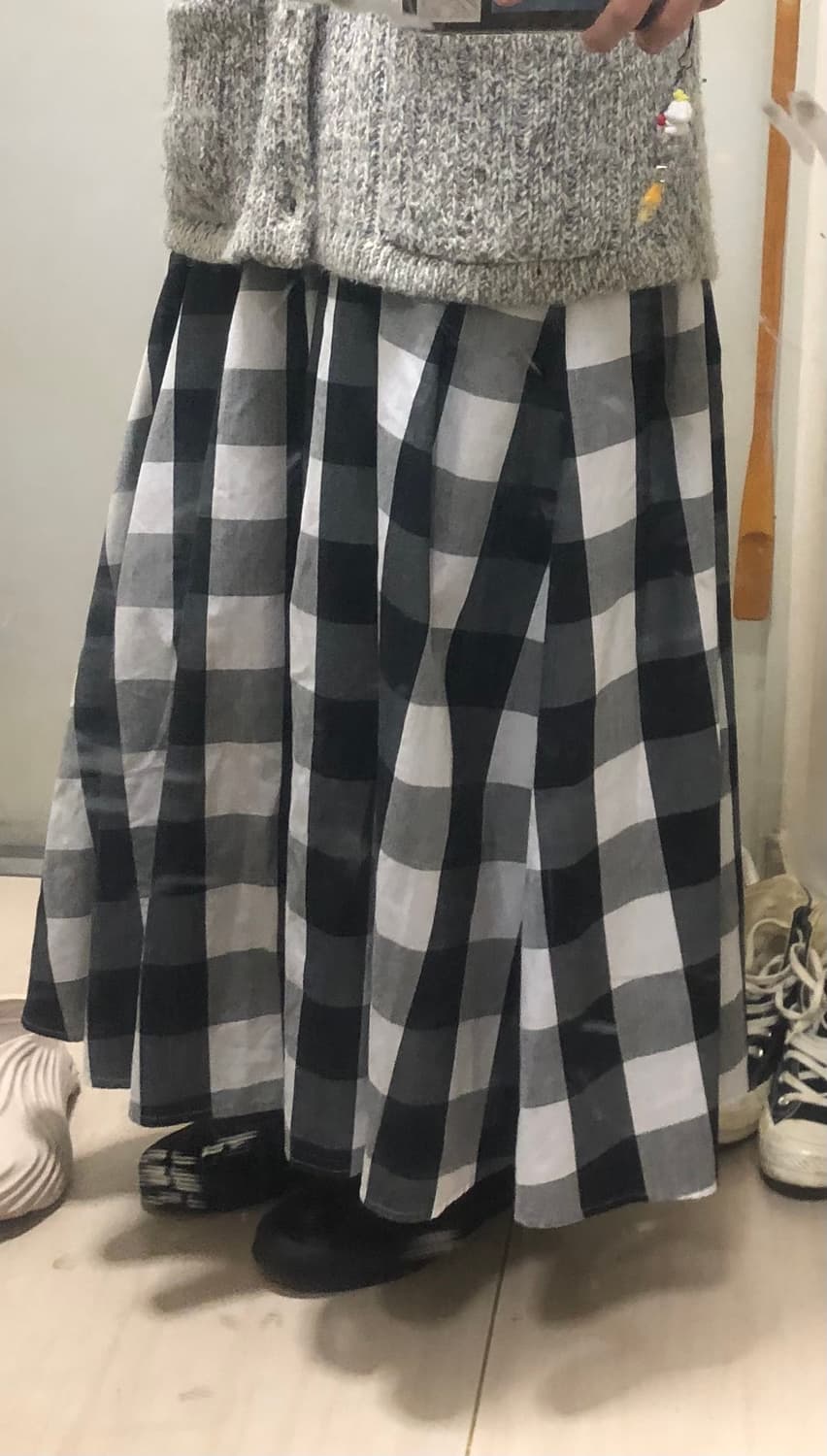 일본빈티지 모리걸 체크 롱스커트 상품이미지2