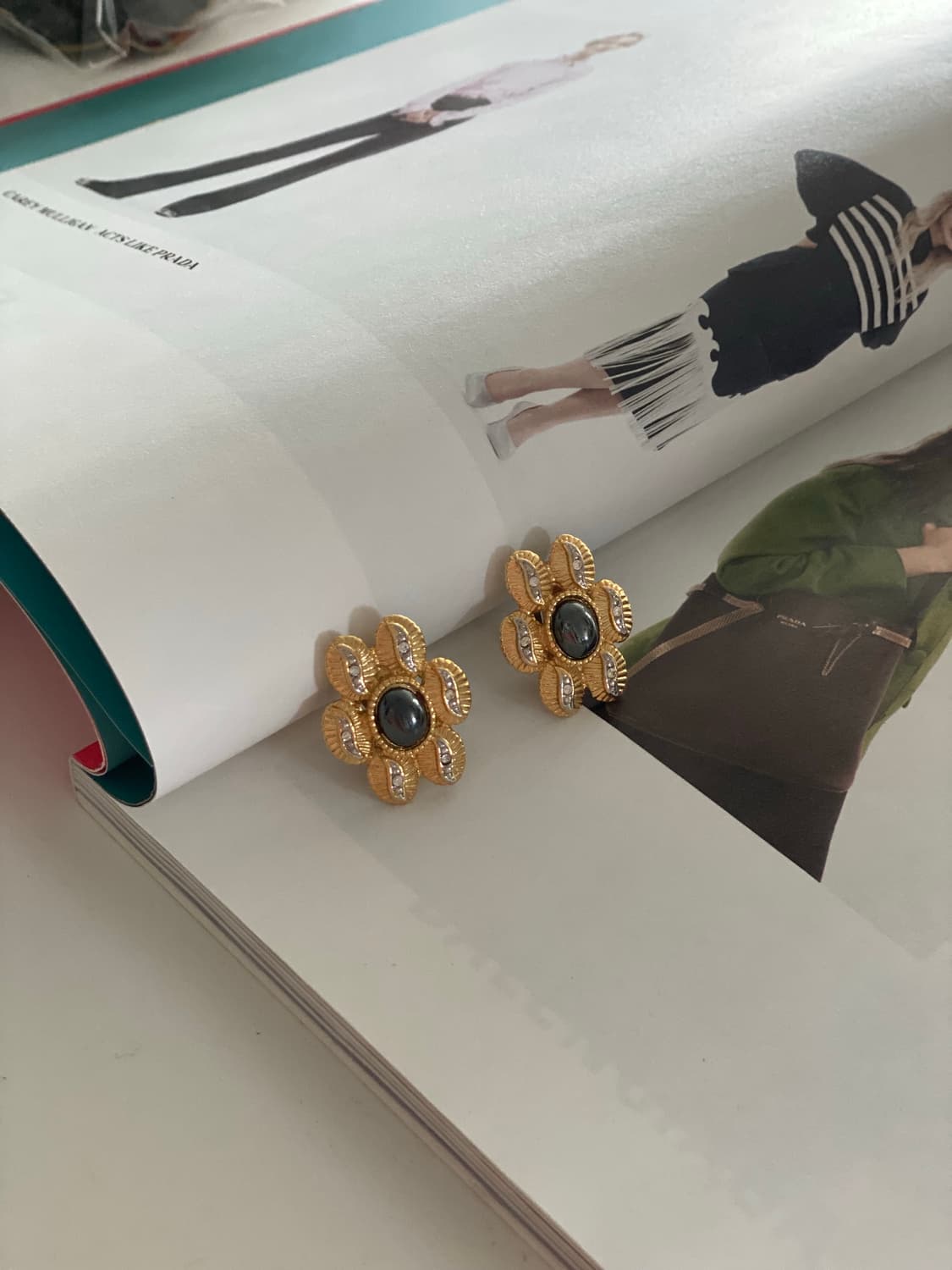 빈티지 골드 플라워 귀찌 귀걸이 상품이미지3