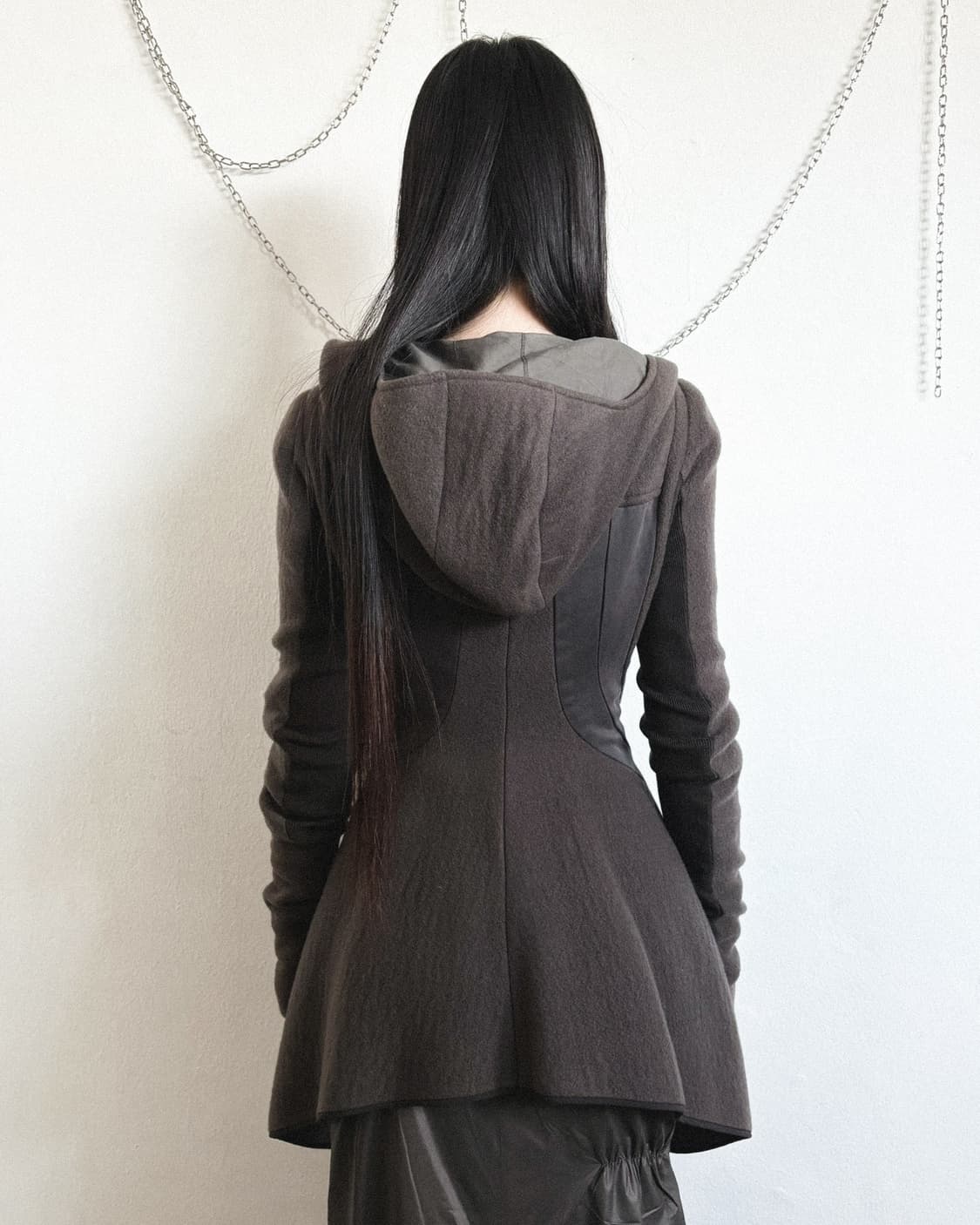 릭오웬스 08FW STAG 런웨이 코르셋 캐시미어 후드 코트 상품이미지4