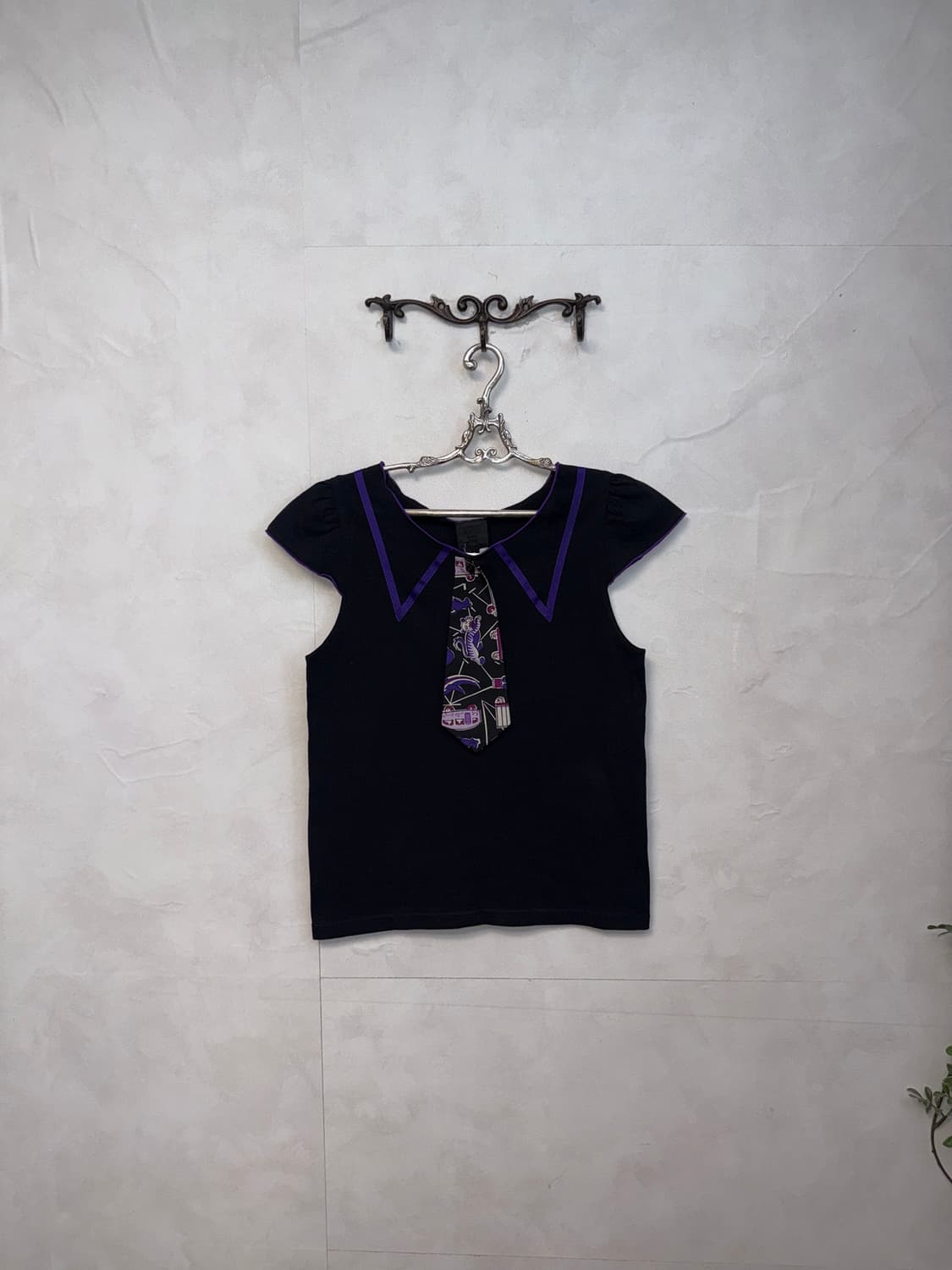 Anna Sui black purple kitsch tie half t  상품이미지2