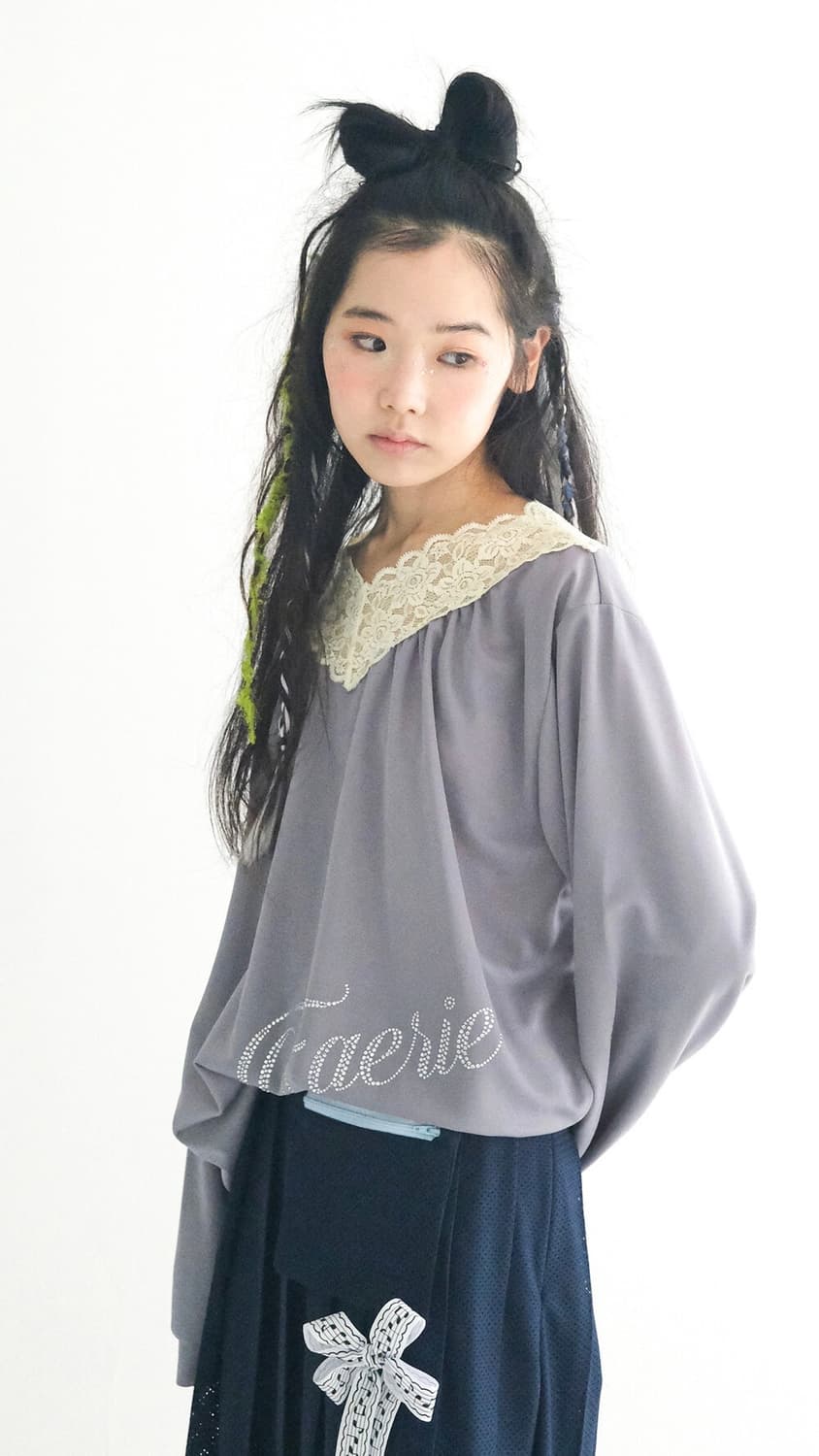 샵페어리 lace V neck shirring top 레이스 탑 상품이미지1
