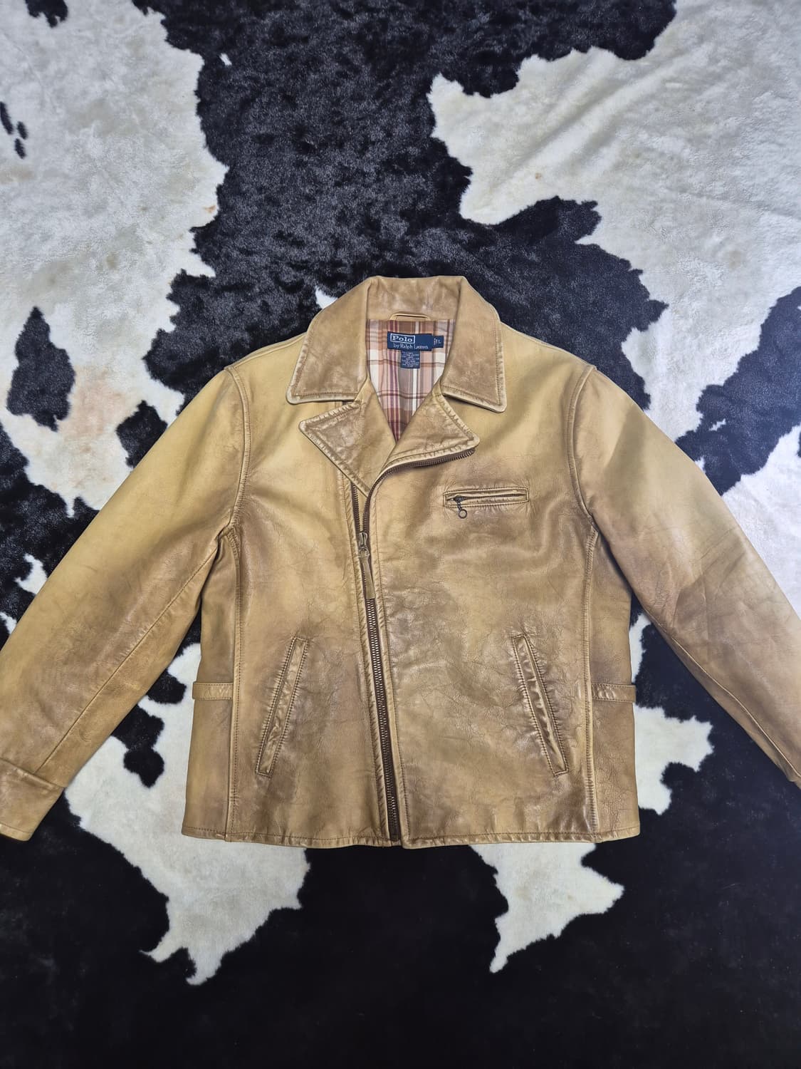 폴로 랄프로렌 에이징 레더 라이더 자켓 L 상품이미지1