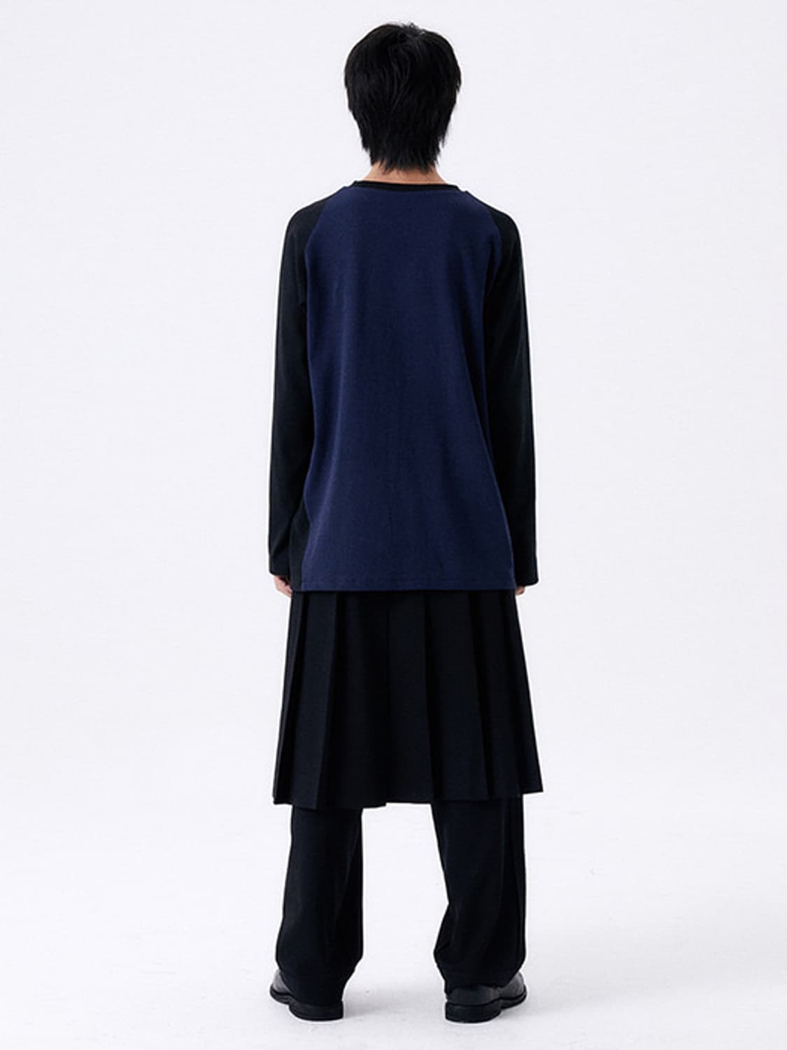 할로미늄 2 TONE RIB OVERSIZED TEE 네이비/블랙 상품이미지3