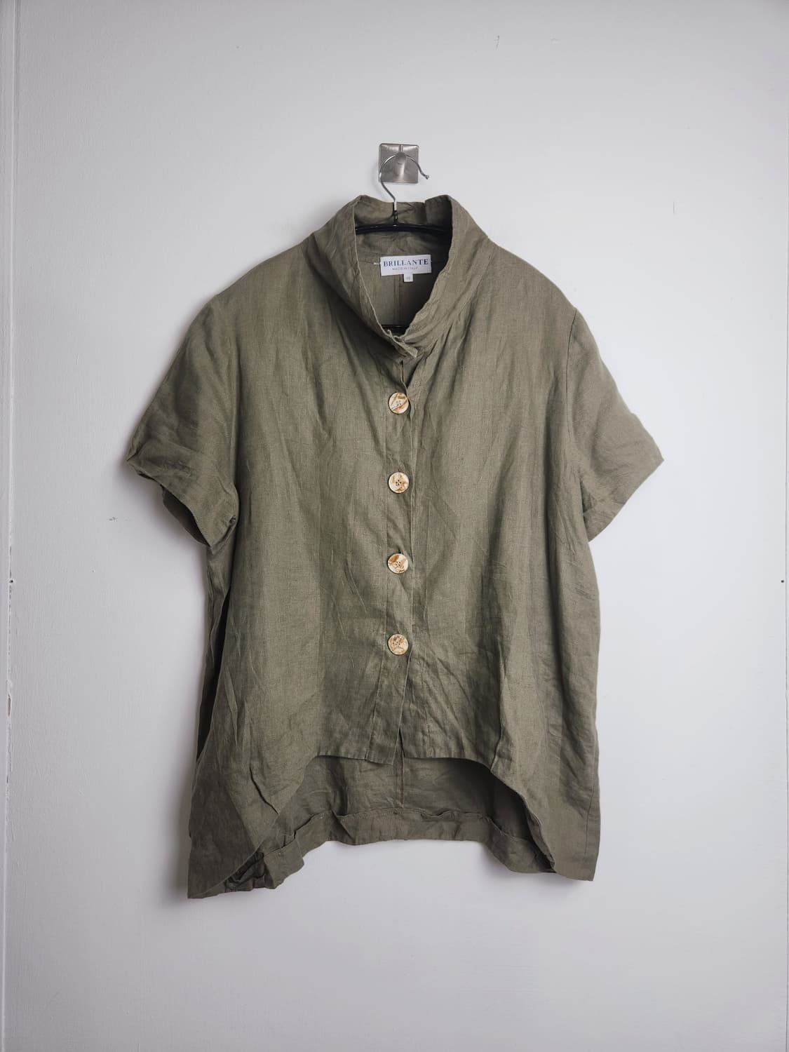 (made in ITALY)하이넥 리넨 블라우스 상품이미지8