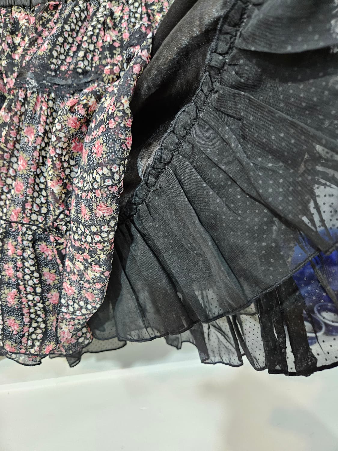 플라워 패턴 미니 스커트 블랙 캉캉 치마 상품이미지6