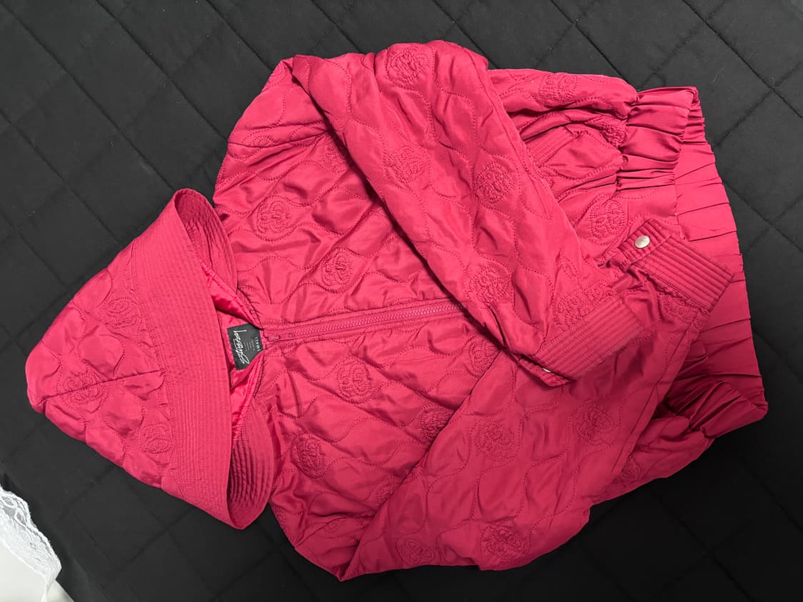 스투시 트라이브 레드 자수패턴 후드패딩 S 상품이미지3