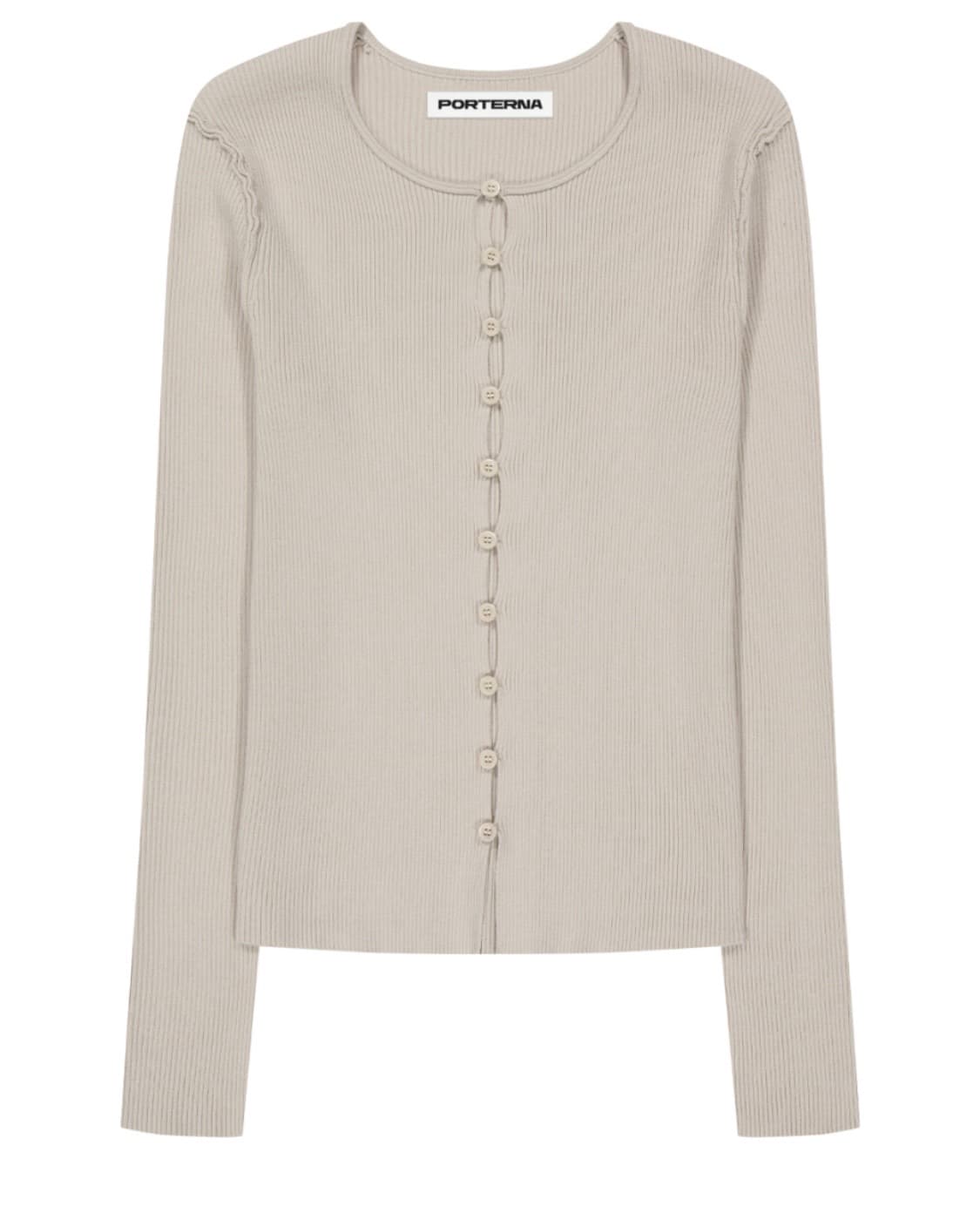 포르테나 RIBBED BUTTON CARDIGAN-BEIGE 상품이미지2
