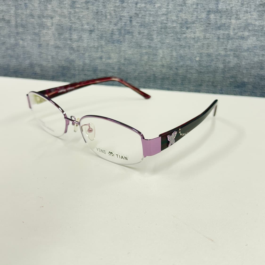 키치한 라벤더 컬러 빈티지 반무테 안경 상품이미지3