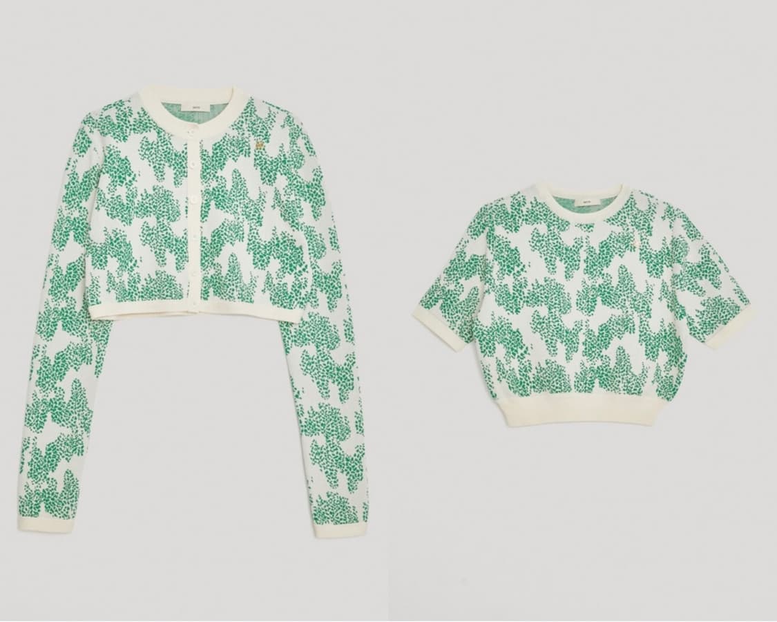 택O) [s] 렉토 선라이즈 자카드 가디건&니트 그린 상품이미지1