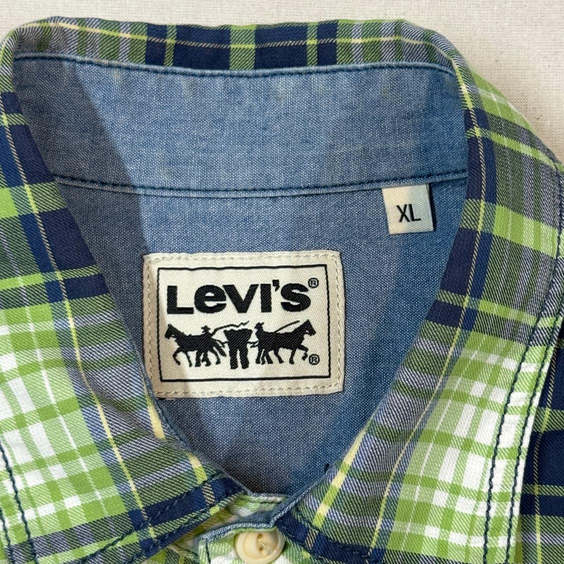 XL) 리바이스 투포켓 체크 반팔 셔츠 상품이미지6