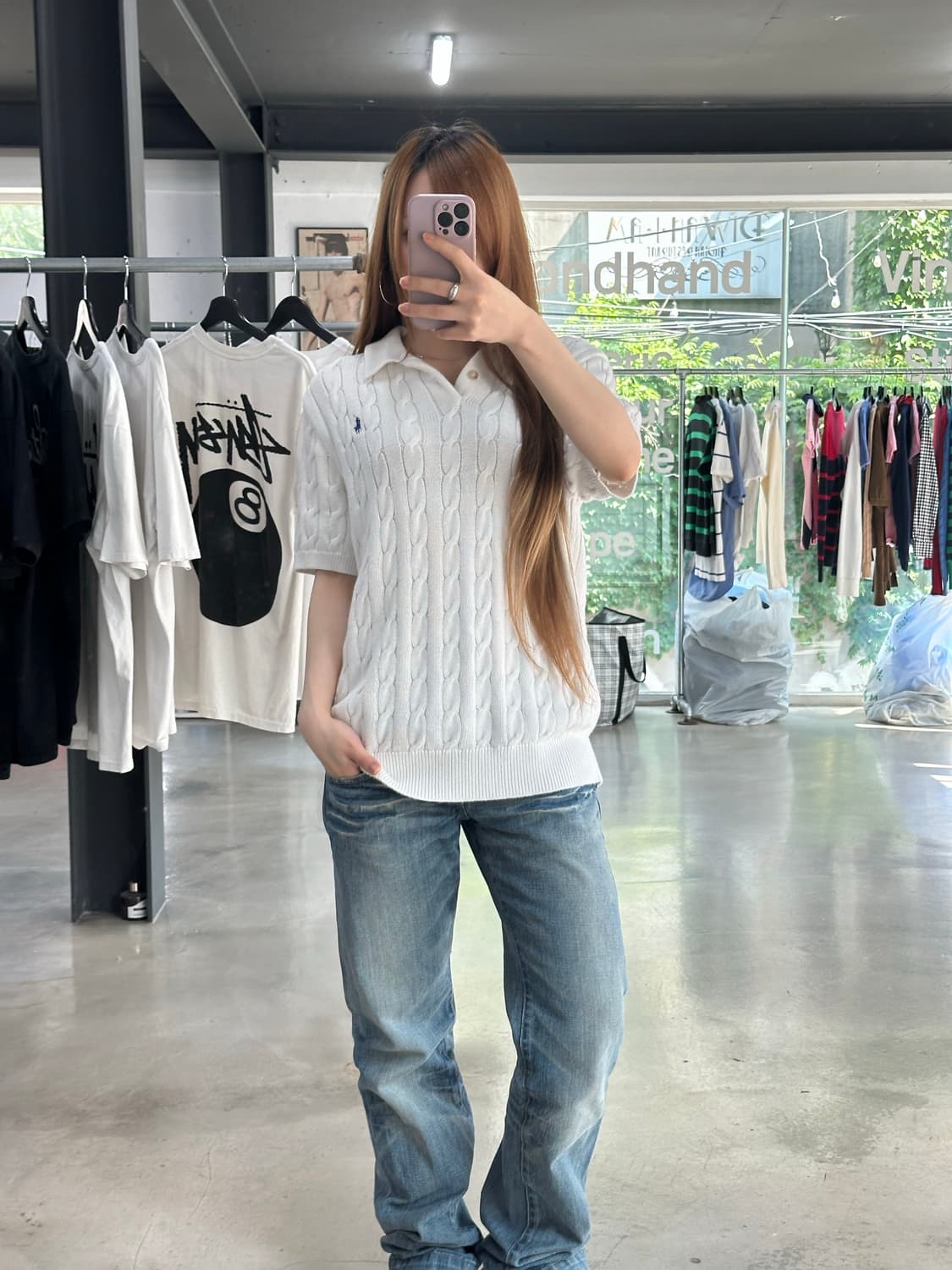 폴로랄프로렌 큐알텍 케이블 꽈배기 넥버튼 반팔니트 상품이미지3