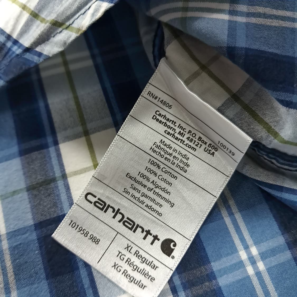 CK205 XL 칼하트 블루 플래드 체크 반팔 셔츠 남방 상품이미지5