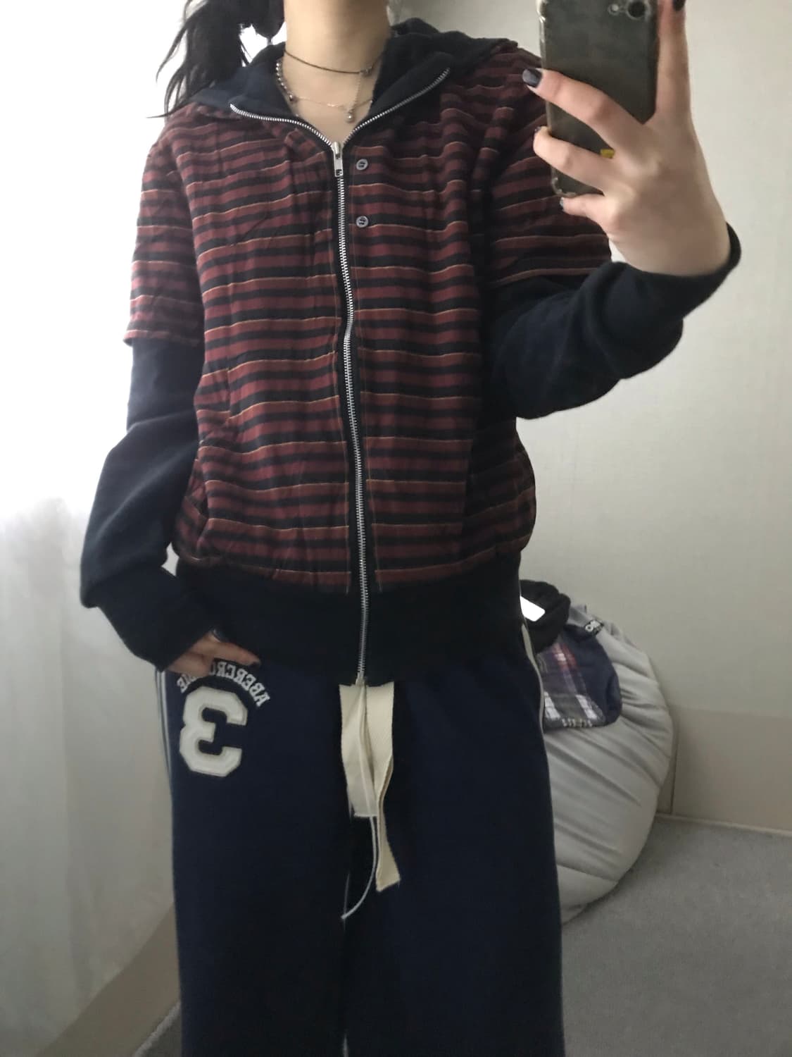 빈티지 레이어드 후드집업 상품이미지2